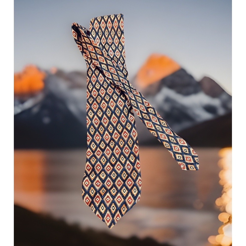 Fumagalli's Tie Mens One Size Multicolor Silk Jacquard Geometric Diamond Necktie